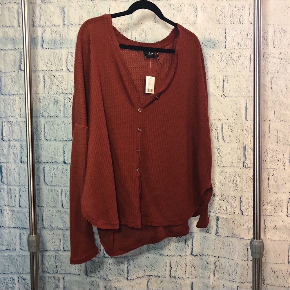 URBAN OUTFITTERS Oversized Thermal Button Up Top